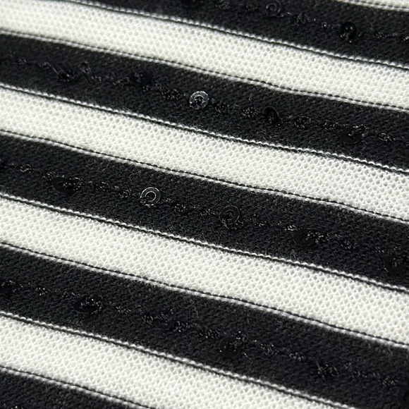 Express Black and White Striped 3/4 Sleeve Sequins Accented Mini Dress - XS - Picture 4 of 7